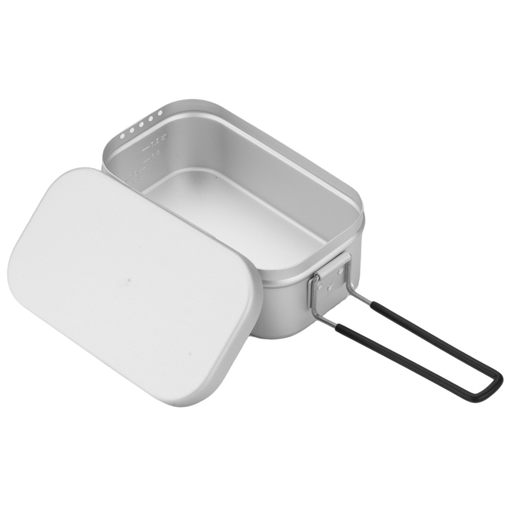 Alivio de presión de aluminio japonés caja de almuerzo al aire libre camping cocinar arroz caja de almuerzo portátil mango plegable caja de almuerzo