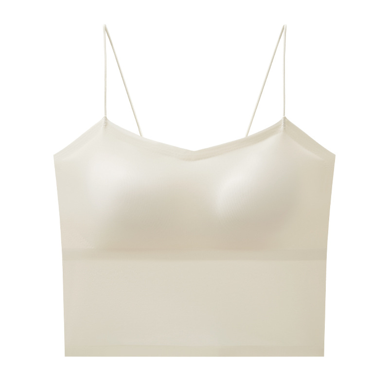 Ropa interior deportiva de seda de hielo, chaleco de cintura, cojín de pecho de mujer, espalda interior, base, sujetador anti-luz.
