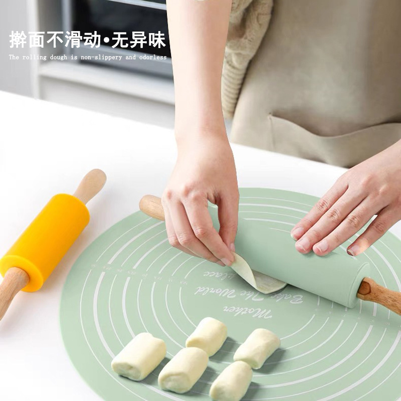 厨用烘焙硅胶擀面杖套装中号揉面擀面棍烘焙套装擀面棍揉面垫套装