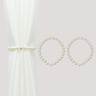 Simple and Stylish Pearl Necklace Curtain Magnetic Buckle Wholesale Ready Stock Cross-Border Punch-Free and Installation-Free Curtain Straps