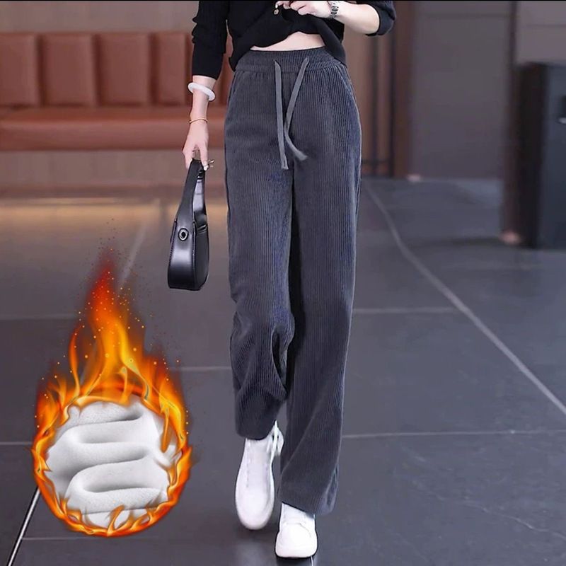 Pantalones rectos de lana de meandruño para mujeres primavera, otoño y invierno 2025 nuevos pantalones de pierna ancha de cintura alta y delgada sueltos y colgantes