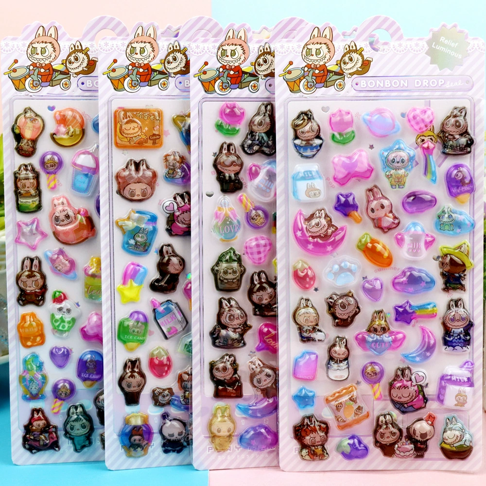 Детская мультяшная наклейка LABUBU 3D рельефная кристальная наклейка LABUBU наклейка эльф мультяшный кролик