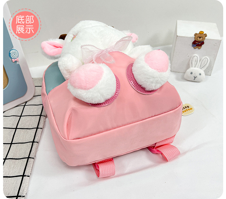 Children's schoolbag cartoon doll backpack 2022 New style fashionable and cute color-blocking plush small backpack for boys and girls undefined