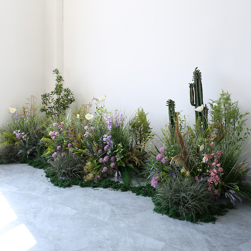 Gran planta suave decoración paisaje jardín flores y plantas decoración hotel restaurante esquina jardín paisaje traje simulación Reed paja montón