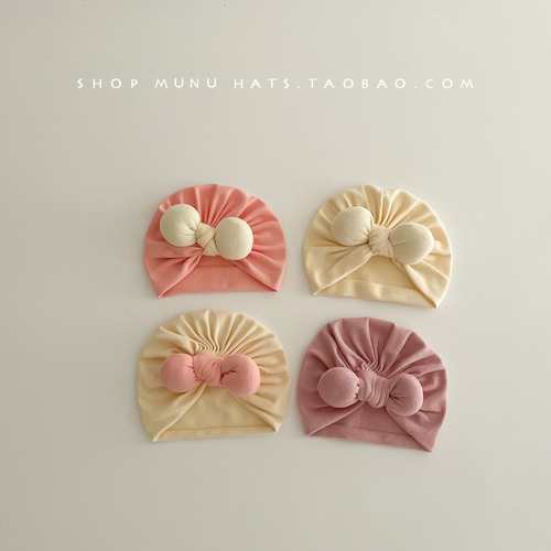 Baby hat spring and autumn style Indian hat newborn fetal hat newborn baby protective fontanel hat cute bow boneless