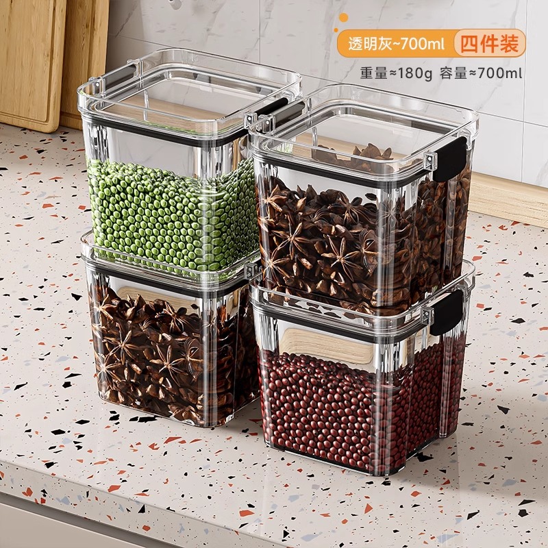 Tanque de sellado granos de cocina almacenamiento de seguridad tanque de plástico transparente caja de bocadillos productos secos tanque de almacenamiento de té