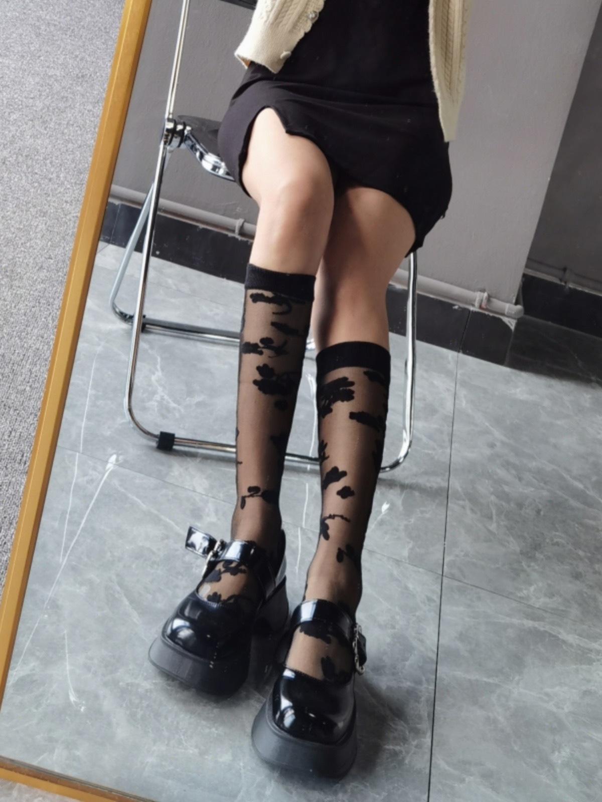 Flower Pattern A Pair Modern Style Women's Flower Polyester Cotton Polyester Crew Socks