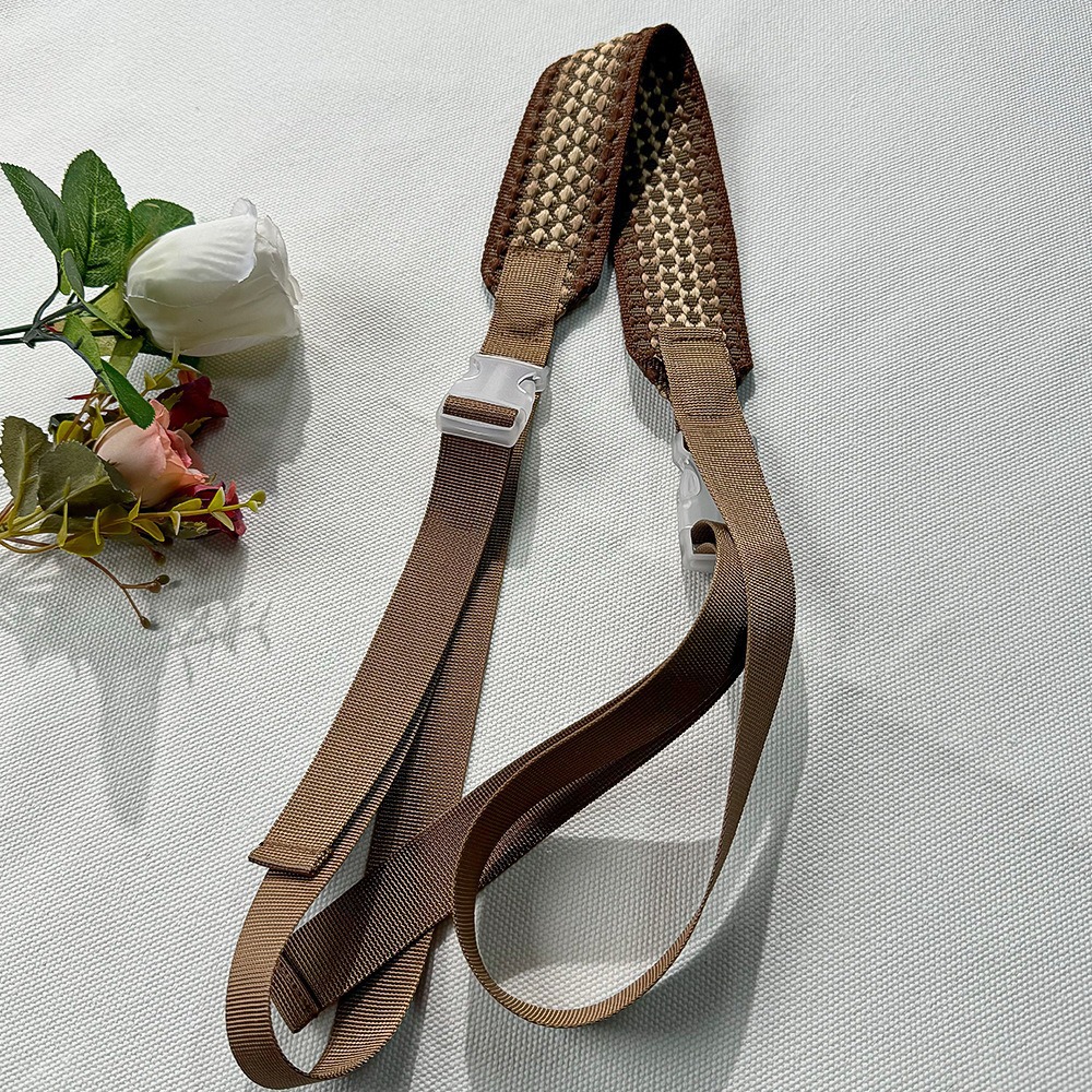 브라운 자카드 와이드 숄더 스트랩