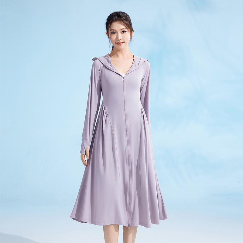女性用ロング全身ウエストナイロン日焼け止め服、夏用軽量2025新しいスリムフィット抗UV日焼け止め服|undefined