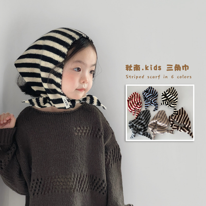 秋南 儿童围巾秋冬新款时尚条纹三角巾女童头巾保暖防风围脖批发|undefined