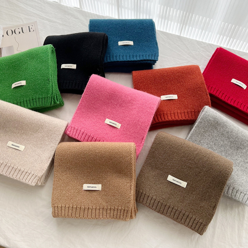 Featured Australian Pure Cotton Wool 100 Wool Scarf New Arrival Pure Color All-Match Men's and Women's Winter Warm Knitted Scarf