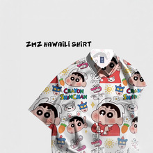 日系花衬衫男港风复古宽松百搭短袖衬衣痞帅韩版潮流休闲情侣外套