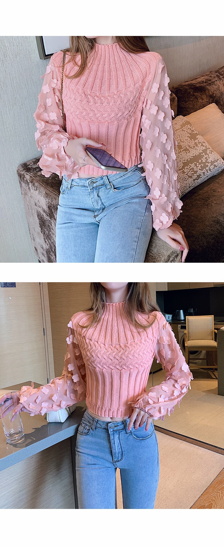 long-sleeved chiffon design lantern-sleeved sweater Nihaostyles wholesale clothing vendor NSFYF76640