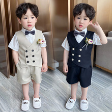 男童西服马甲套装2023夏季新款儿童短袖马甲两件套宝宝韩版短西装