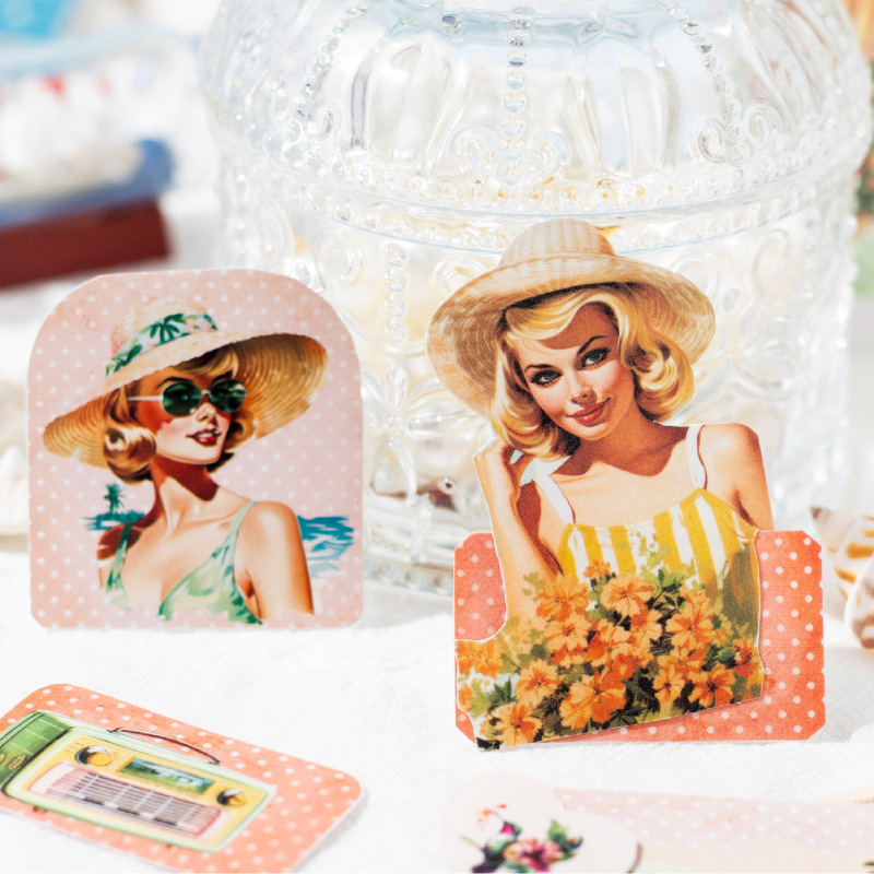 Pegatinas de palabras, serie de planificación de escape de verano, tema de vacaciones, ilustración creativa, material de cuenta manual, pegatinas de collage