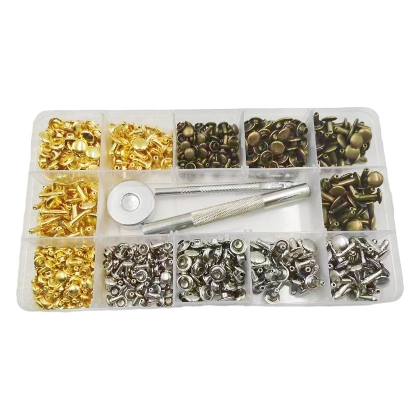 300 sets + herramientas de cuero de equipaje de metal decoración de doble cara remache Madre y madre hebilla traje de doble cara impacto remache de uñas