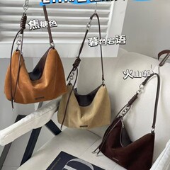 复古麂皮绒腋下包女士包包2025新款时尚小众托特包大容量单肩大包