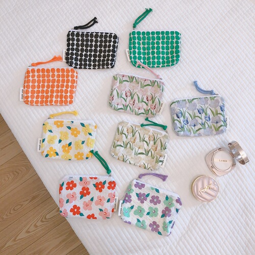 [Suxi Cloth Bag] Fresh Floral Coin Purse Mini Cute Cotton Bag Card Holder Headphones Lipstick Storage Bag