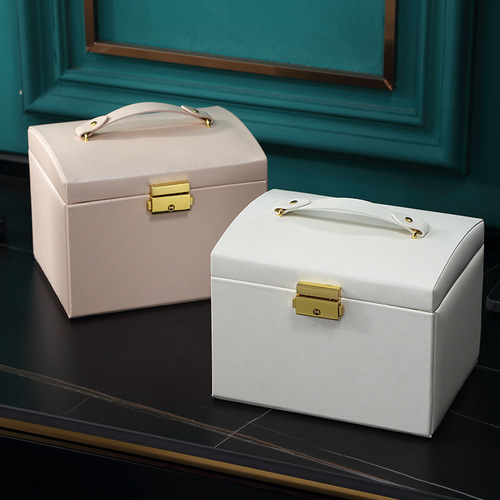 Cross-border jewelry box cross-storage box portable jewelry storage necklace ring jewelry box jewelry box with mirror