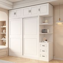 欧式纯实木衣柜家用卧室白色推拉门衣柜全白简约现代出租房耐用