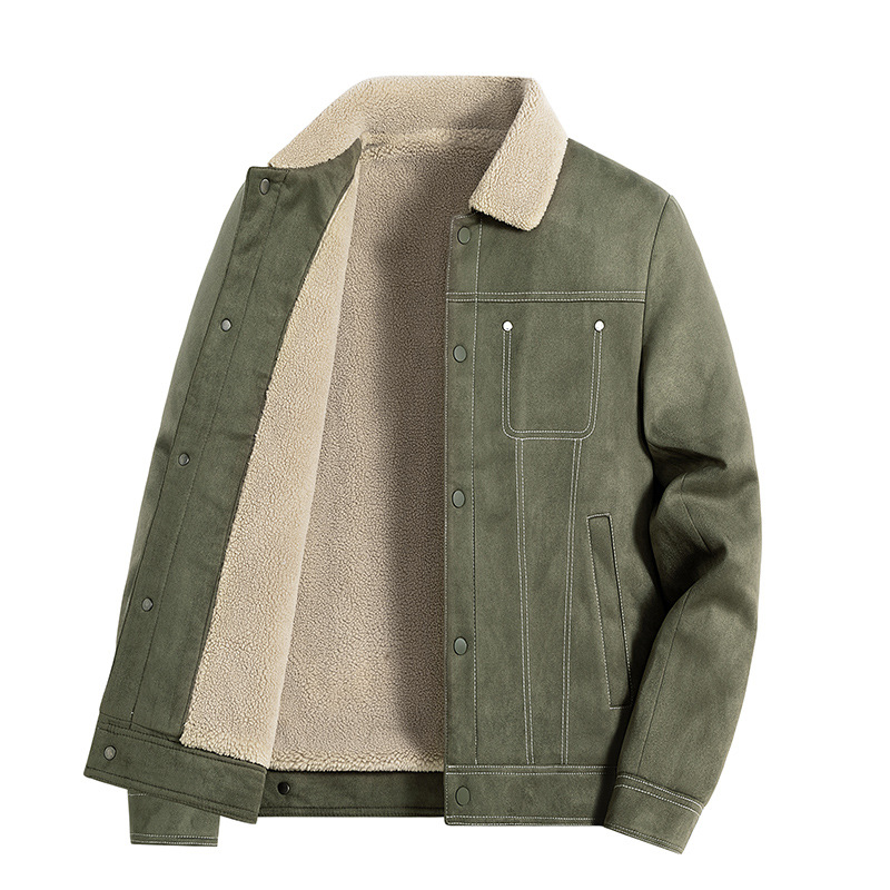 Cashmere invernale in agnello per il tempo libero all'aria aperta da uomo, giacca spessa e morbida, calda e ampia, bavero per persone di mezza età e giovani_voghion.com