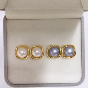 Natural FreShwater Pearl EarringS for Women, AcceSSible Luxury, Simple Square, 18K Gold-filled Pearl EarringS, S925 Sterling Silver EarringS