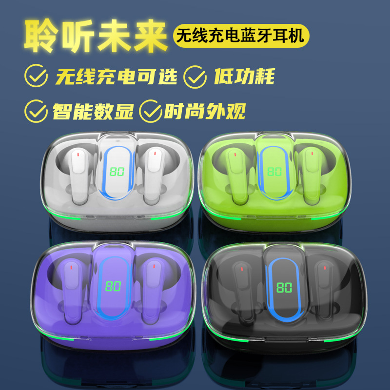 La nueva luz de respiración con pantalla digital inteligente, auriculares Bluetooth inalámbricos reales, reducción activa de ruido, deportes, auriculares para deportes de baja latencia