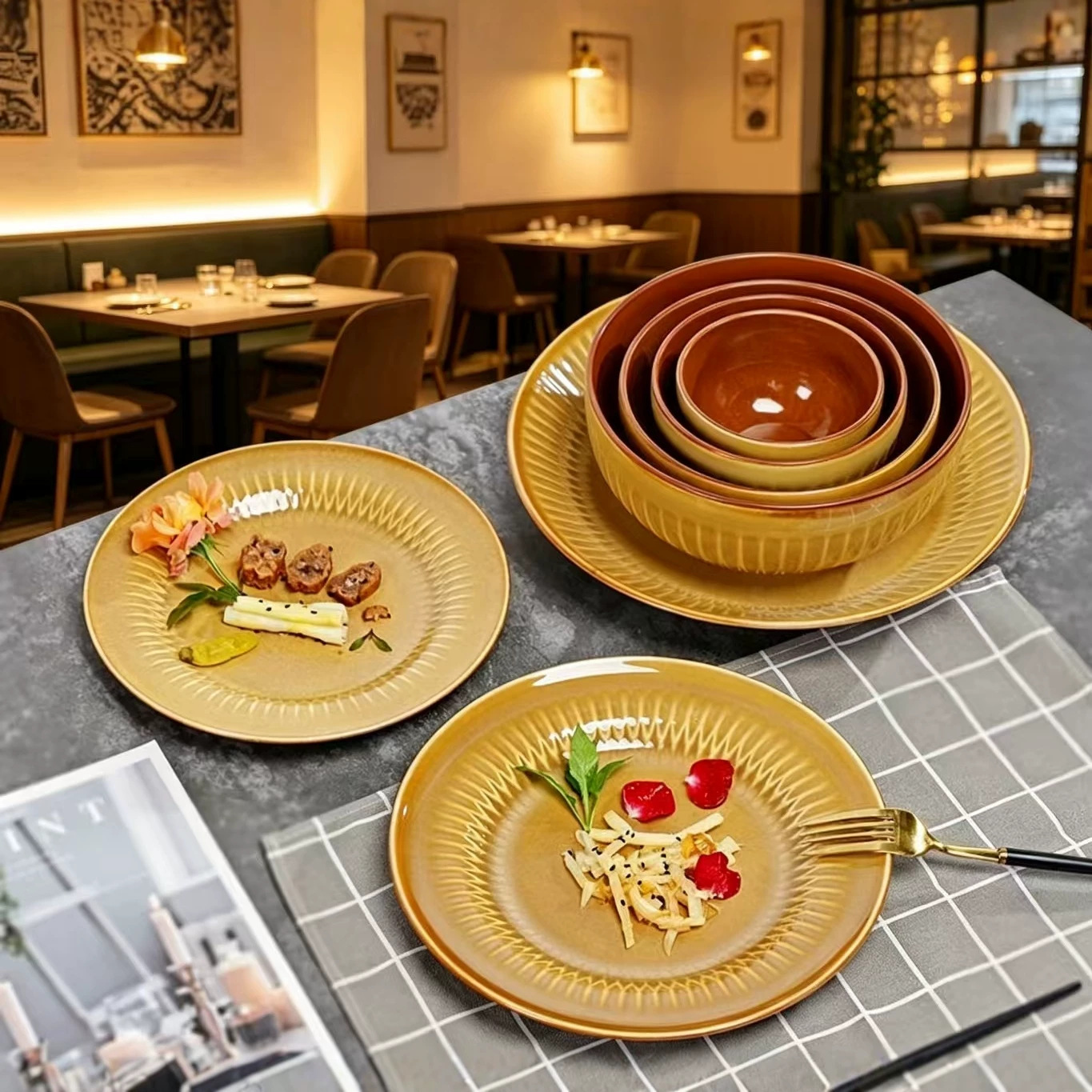 Tazón creativo de color sólido estilo europeo LZ para frutas y verduras, tazón para ensalada, plato de cerámica para pastel y arroz, plato para sopa, plato para servir.