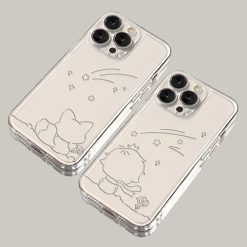 Line Art Fox Prince Suitable for Apple 17Pro Phone Case Iphone16E Simple 15 Soft Case 14 Creative 13
