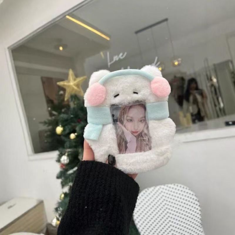 Ins coreano lindo chocolate de menta, ratas y ratas codiciosas, cubierta de tarjetas de peluche, estudiantes de 3 pulgadas, cubierta de almacenamiento de tarjetas pequeñas.