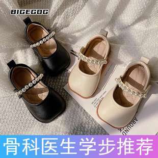 Girls' Small Leather Shoes 2025 New Style with Dress Princess Children's Shoes Baby Shoes Women's Black Kidsren's Summer Shoes