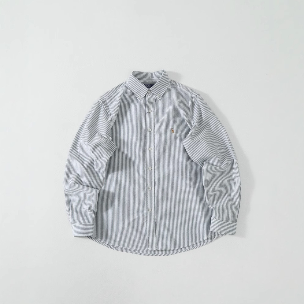 Camicia oxford uomo a maniche lunghe a quadri con ricamo cotone_voghion.com