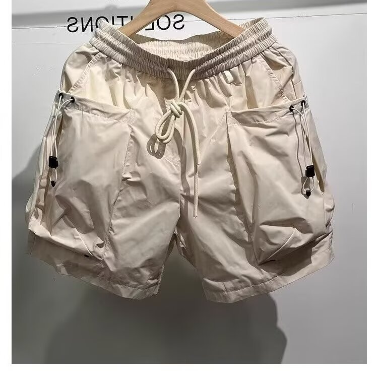 Cross-Border Quick-Dry Summer Multi-Pocket Thin Solid Color Simple Loose Cargo Shorts Men's Five-Point Casual Trendy Brand Sports