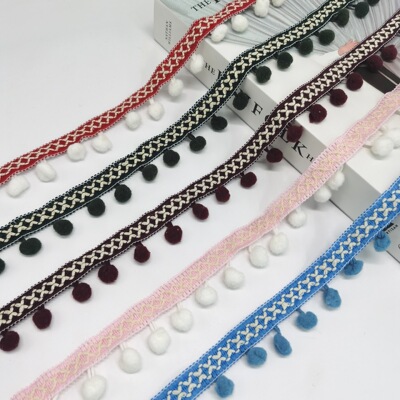 3CM毛球花边手工彩色 民族风服装辅料家纺配饰辅料 现货供应