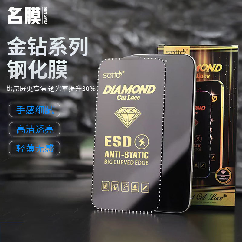 闪钻系列钻石膜金钻手机钢化膜适用苹果17iPhone全保护膜防指纹