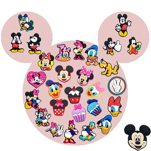 Adorable cartoon Mickey and Minnie, various styles of DIY hole-toe shoes, flower shoe clips, best-selling decorative buttons