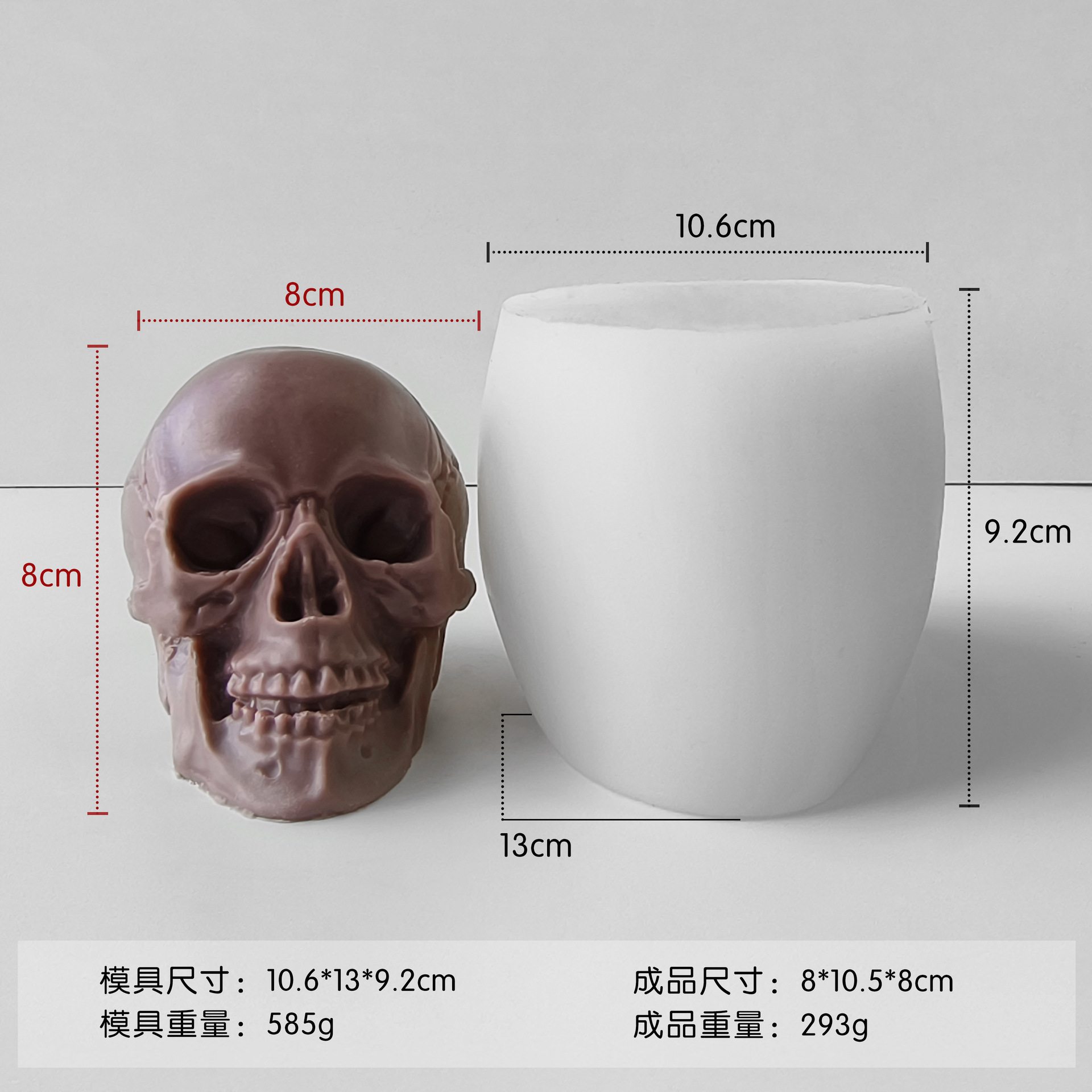 Jiahuimei Calavera de Halloween Aromaterapia Molde Vela DIY Vela de yeso de Pascua Abrasivo de silicona