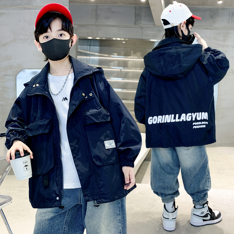 (2개) 어린이 의류 소년 가을 코트 봄 및 가을 중 큰 어린이 2022 년 새로운 유행 소년 초가을 RUSK 옷 조식