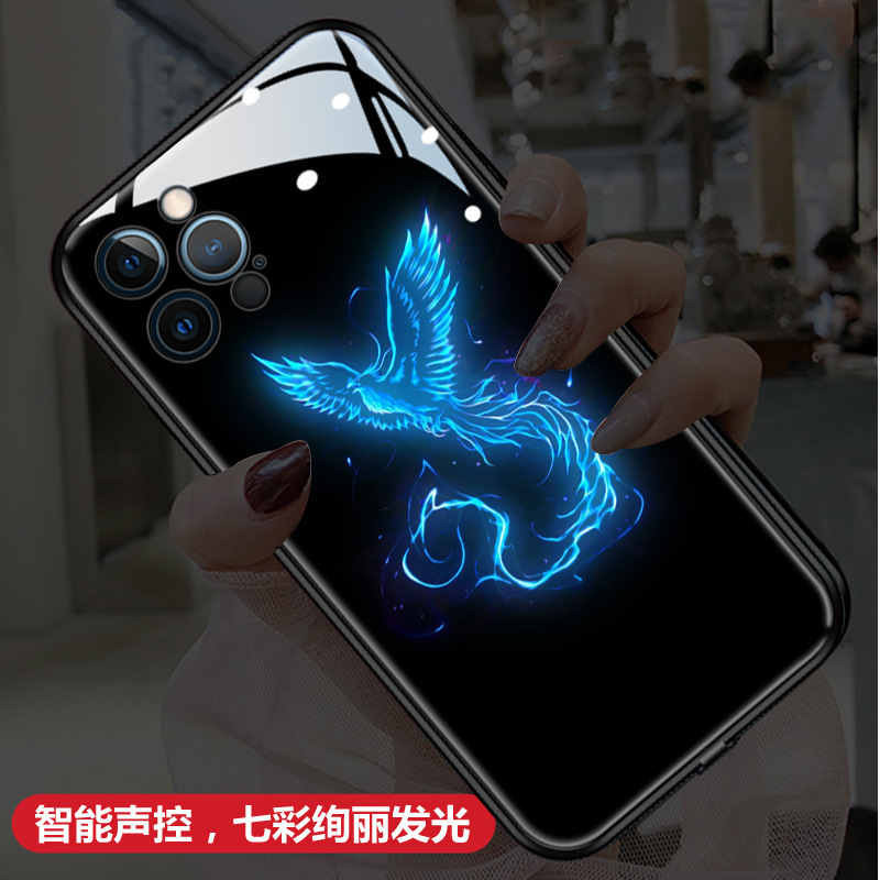 Suitable for Apple 13 Mobile Phone Case Iphone14Plus Luminous 16 Smiley Face 12 Cartoon 15 New Style 17 English 11 Trendy
