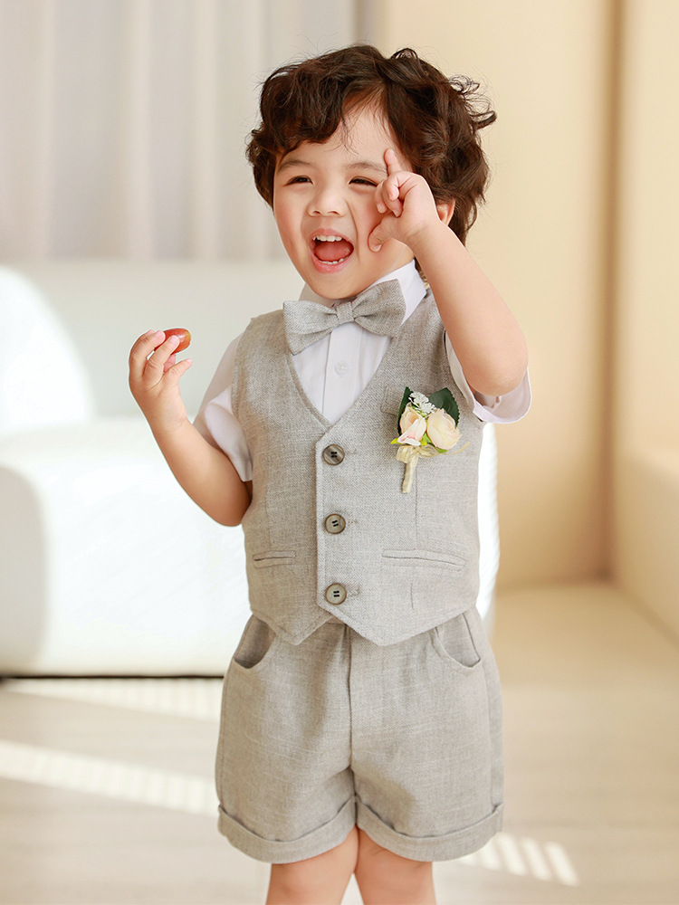 [Liquidación] Conjunto de chaleco para niños, ropa formal para el primer cumpleaños del bebé, traje de esmoquin para niños.