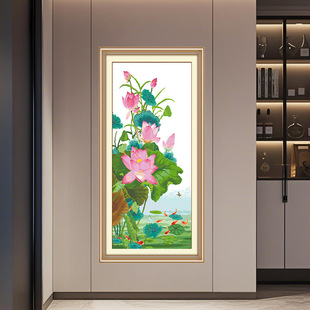 Factory direct a generation of cross-stitch fish yue lotus pond high-definition precision printing handmade thread embroidery delivery kit