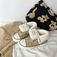 2025冬厚底高帮女棉鞋韩版百搭学生加绒帆布鞋保暖板鞋远波6177M