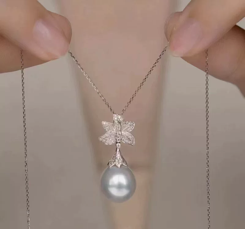 Серебряные 925 образцы, аксессуары из жемчуга, кулон, модный браслет, круглые бусины 8-11 мм