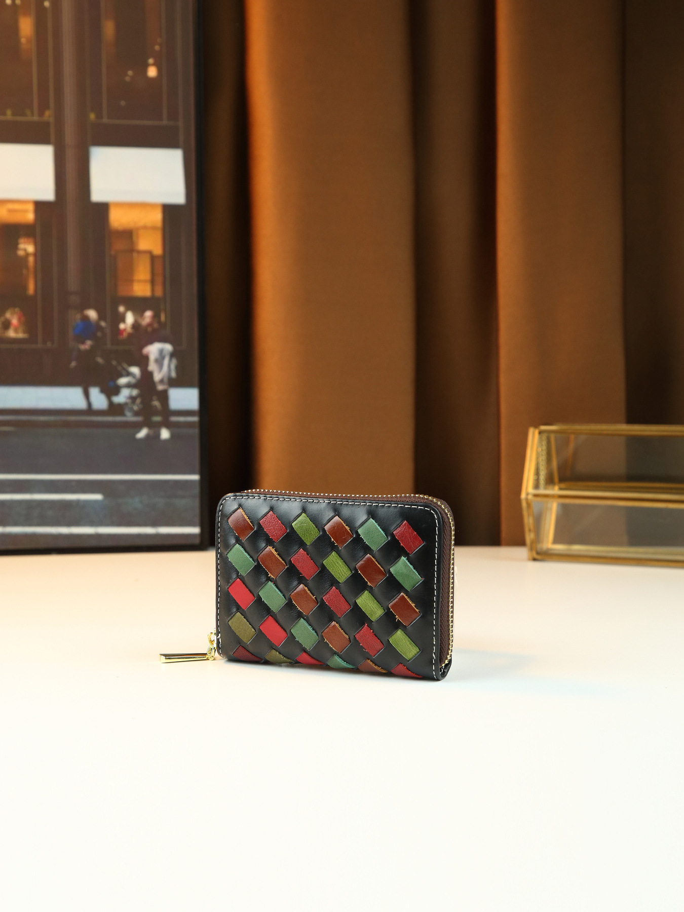 Damen Geldbörse Aus Echtem Leder Geflochten Im Retro Design_voghion.com