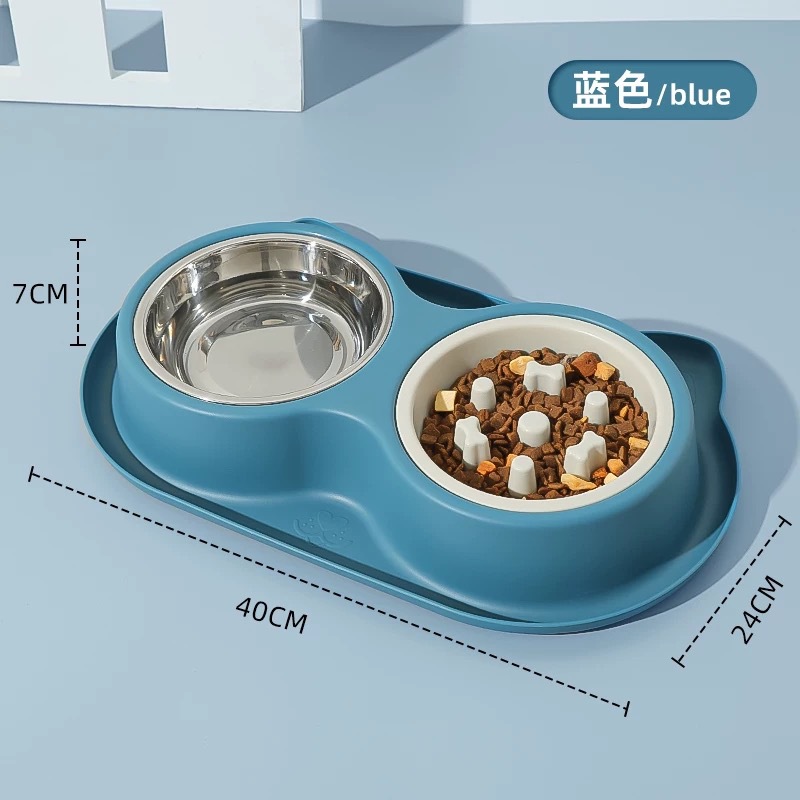 Tazón de gato Tazón de perro Tazón de comida lenta para perros Tazón de comida lenta para agua potable para gatos Tazón de comida lenta Un tazón de dos para mascotas anti-fugas de hormigas al por mayor