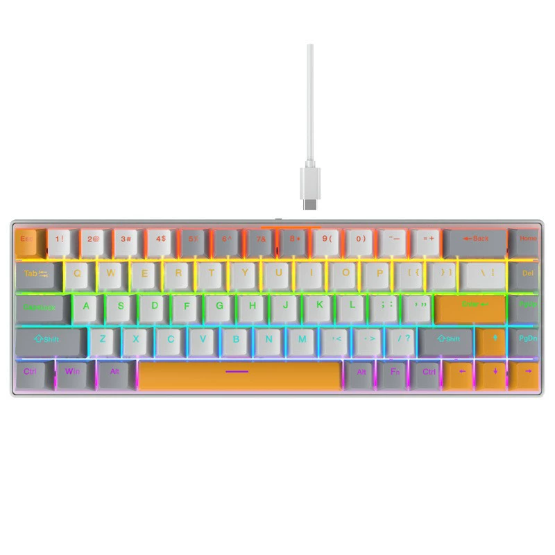 Механическая проводная клавиатура Y-FRUITFUL K68 с RGB, разноцветная подсветка, кастомная, для офиса и игр