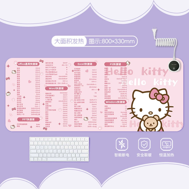 Hello kitty, table mat writing, table teaching laptop, mouse