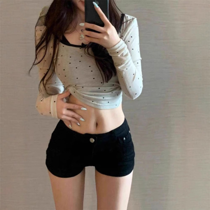 Low Waist Black Slim Stretch Denim Shorts Women's American Style High Street Hot Hip Hot Pants Underwear Missing Super Shorts Low Waist Black Slim Stretch Denim Shorts Women's American Style High Street Hot Hip Hot Pants Underwear Missing Super Shorts