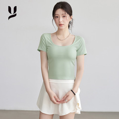 瑜伽服女2025夏季新款轻薄紧身显瘦运动上衣健身训练快干短袖T恤