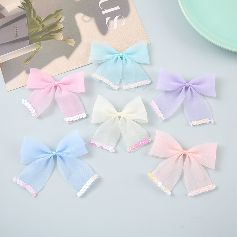Mesh fabric handmade patch bow DIY jewelry hair accessories shoes and hats clothing sequins mesh bow